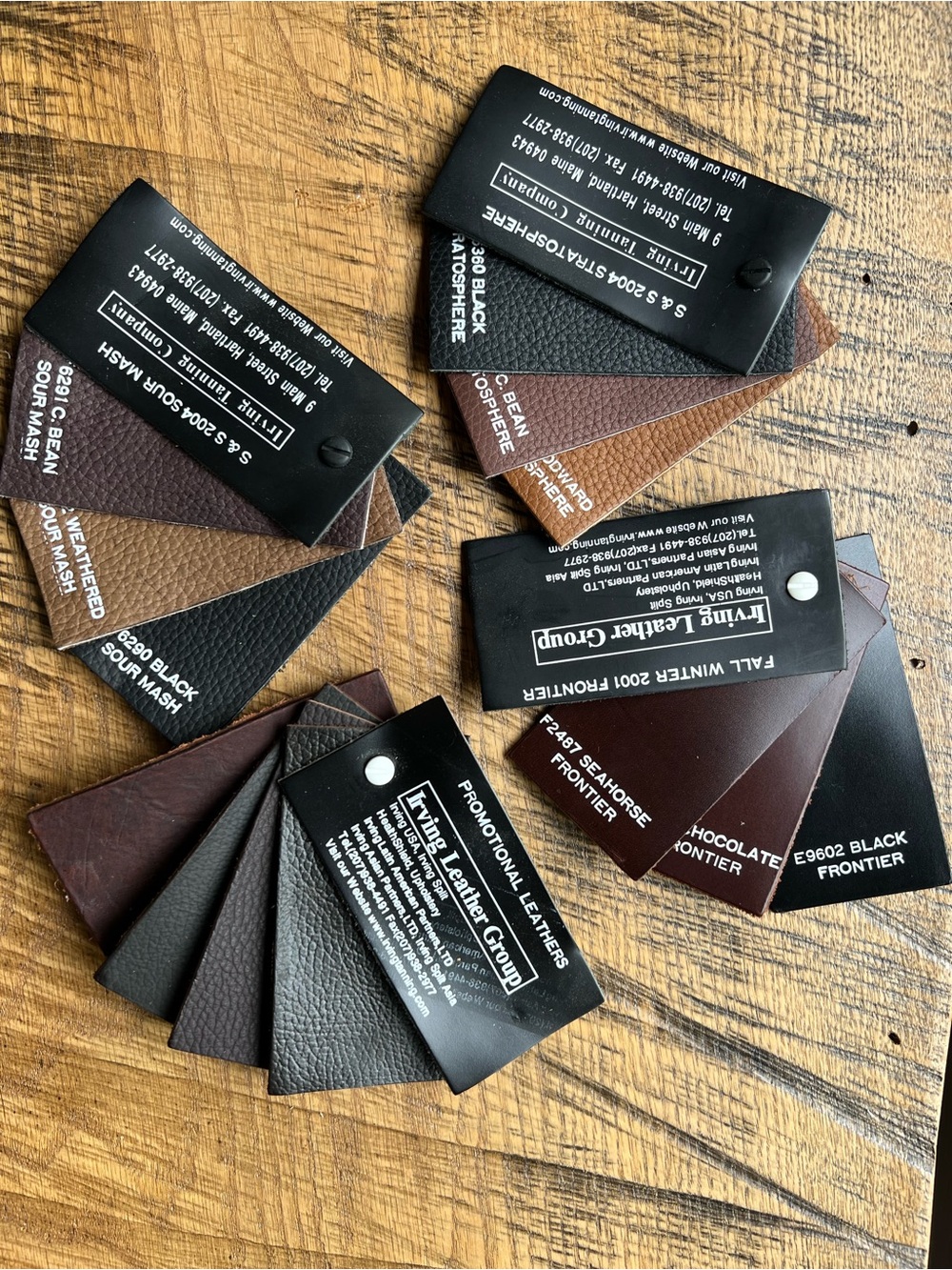 4 Leather Sample Swatch Fans - Mixed Brown & Black